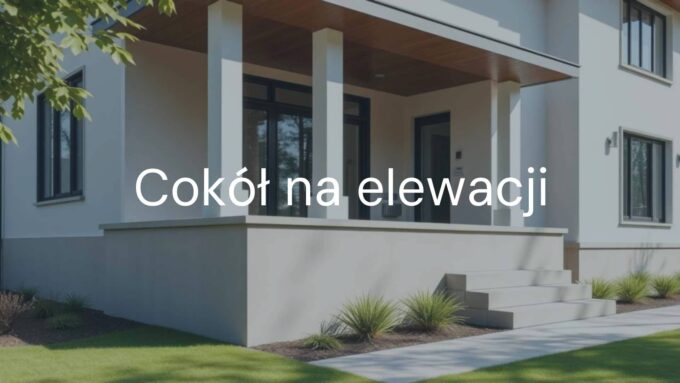 A modern house with a detailed and well-designed cokół on the facade, protective and decorative, realistic daylight.