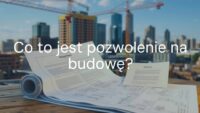 A construction site with blueprints and a building permit document, modern urban background, professional and official vibe, realistic.