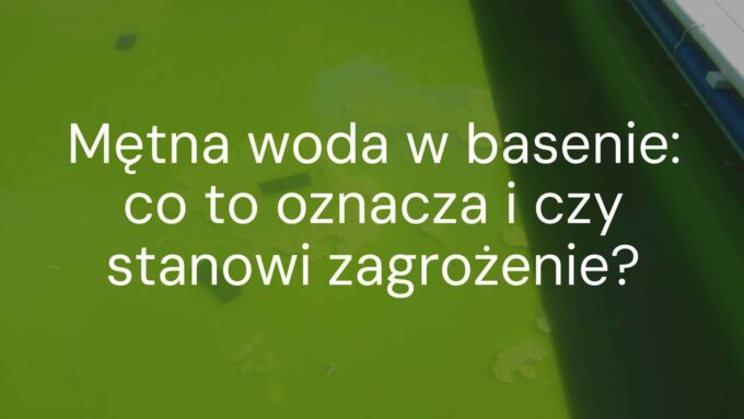 A cloudy swimming pool with unclear greenish water, showing poor water quality, with a hint of dirt and algae, realistic style.