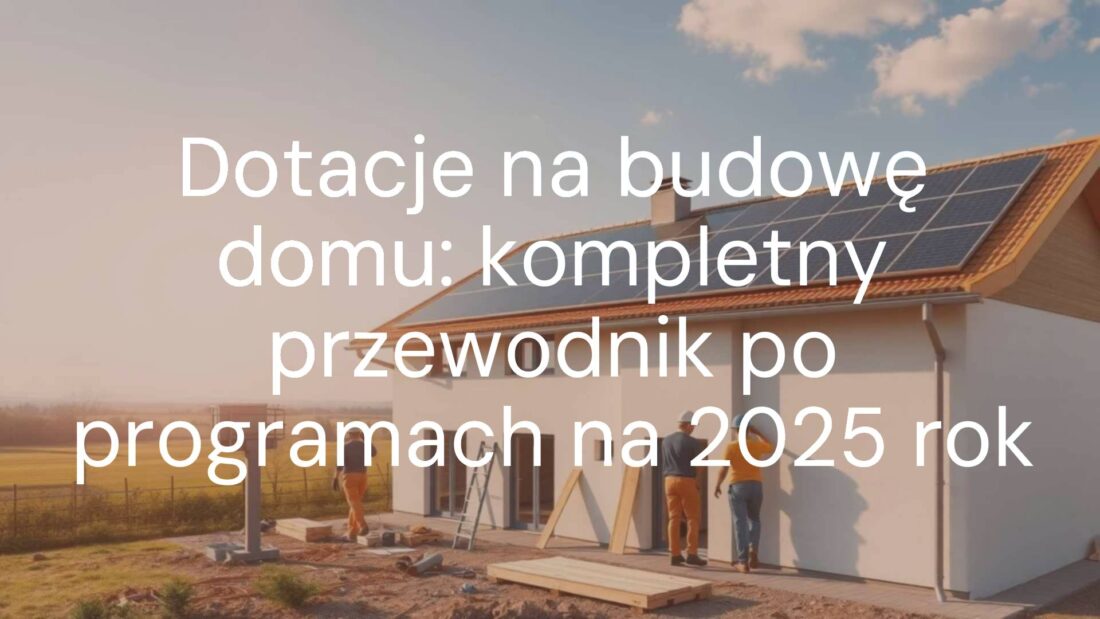 Modern eco-friendly family house under construction, sunny day, solar panels on roof, workers assembling energy-efficient windows, Polish countryside landscape in background, realistic style.