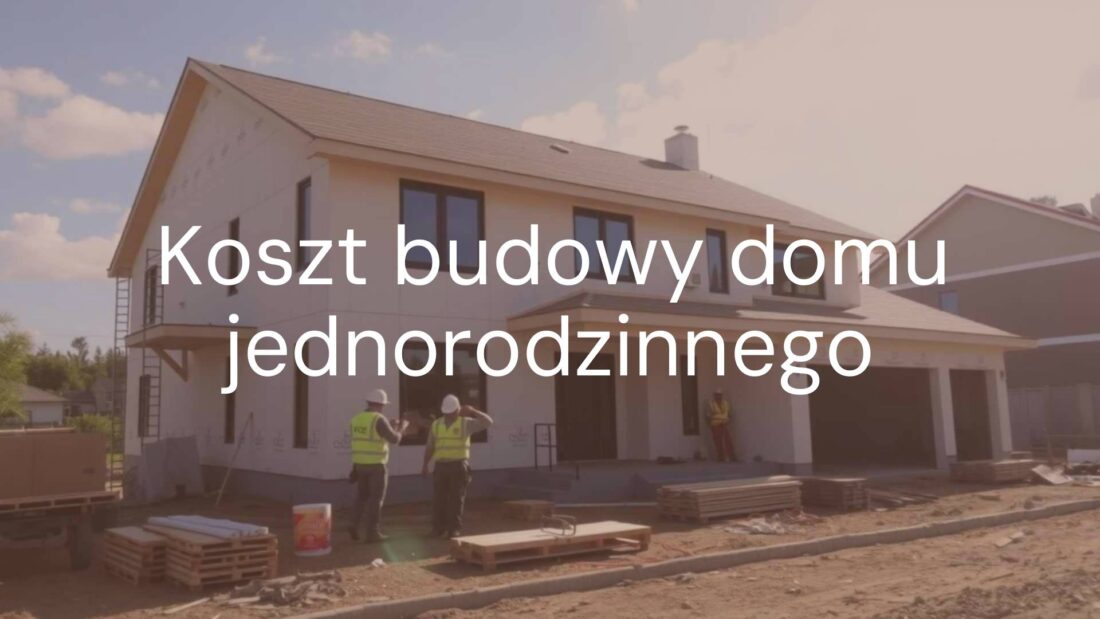 Modern single-family house under construction, construction workers, blueprints, building materials, sunny day, realistic style.