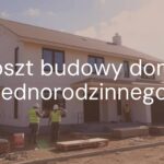 Modern single-family house under construction, construction workers, blueprints, building materials, sunny day, realistic style.