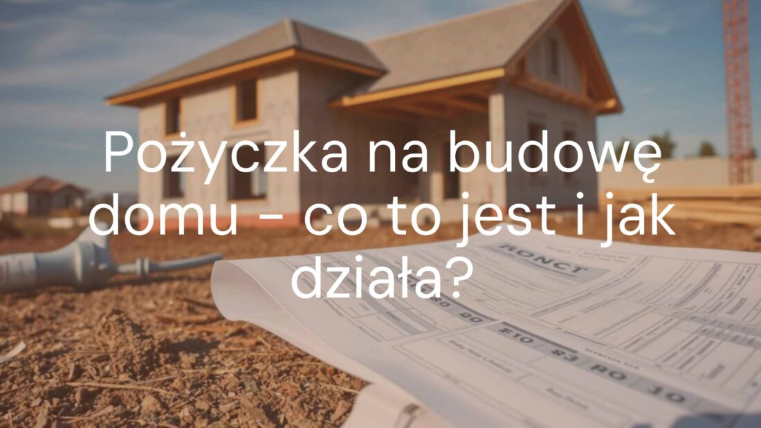 A construction site with a half-built house, blueprints in the foreground, bank documents nearby, realistic style.