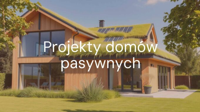 Modern passive house with large windows, solar panels, green roof, sunny day, eco-friendly, realistic.